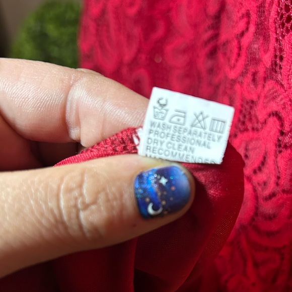 Red Lace Vneck Gown - Picture 7 of 8